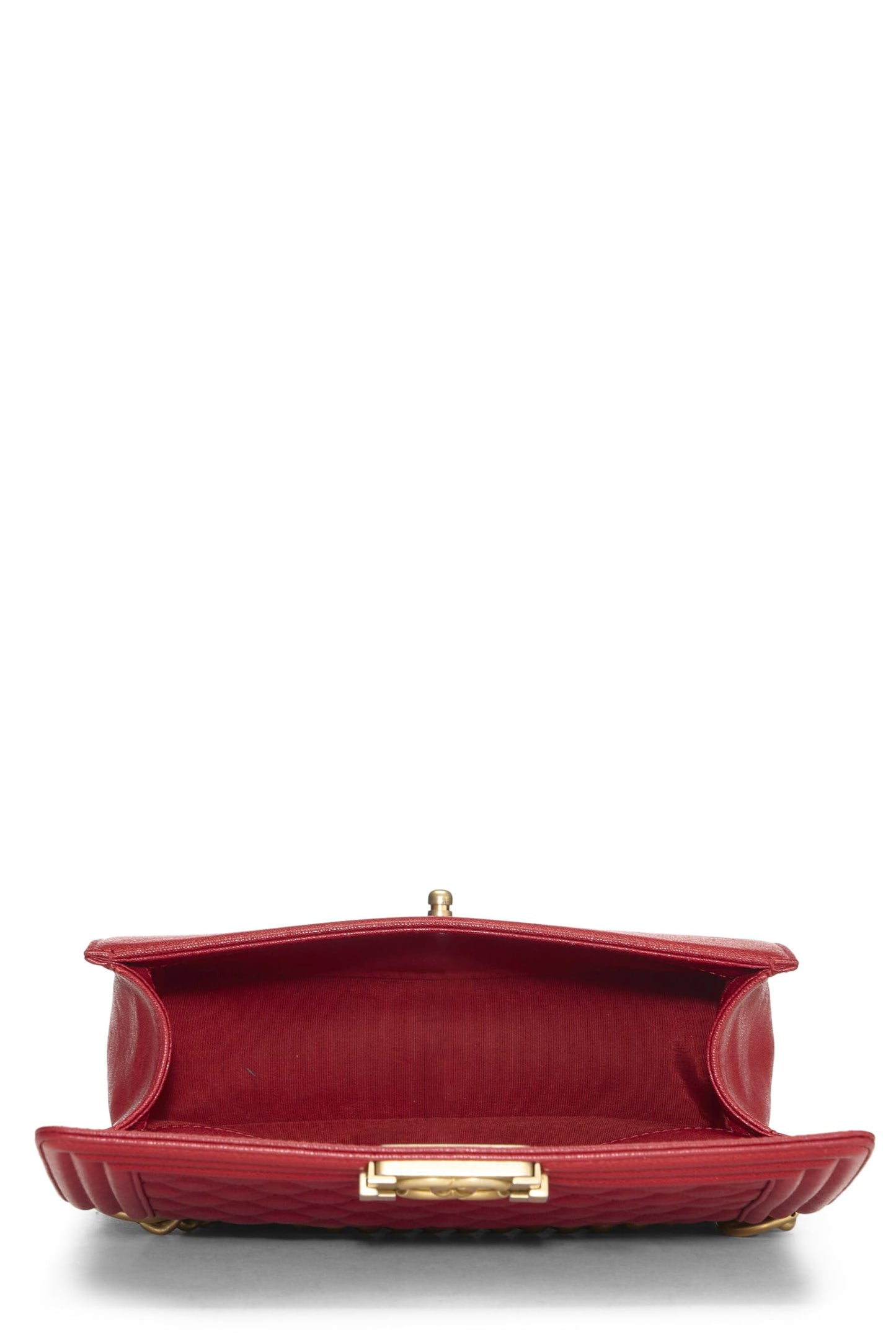 Chanel,  Red Quilted Caviar Boy Bag Medium, Red