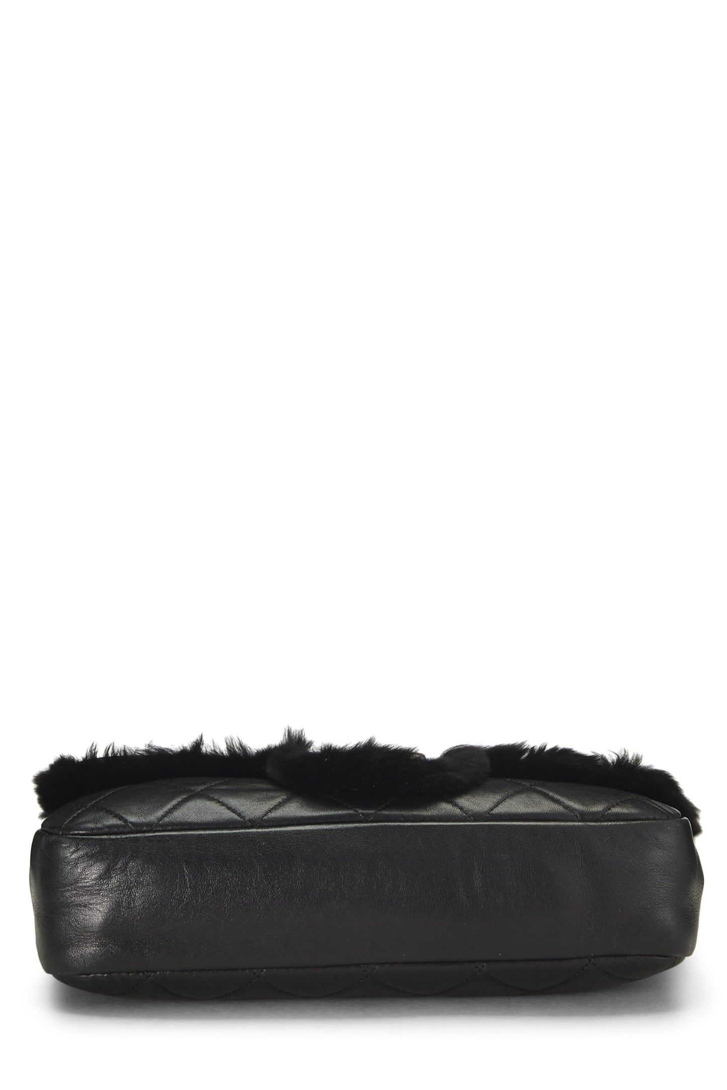 Chanel,  Black Quilted Lambskin Shearling Half Flap Medium, Black
