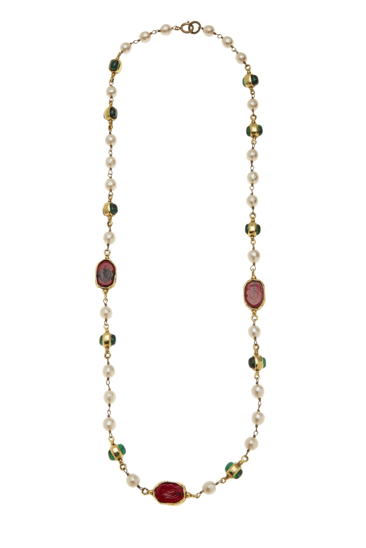 Chanel,  Multicolor Gripoix & Faux Pearl Necklace, Gold