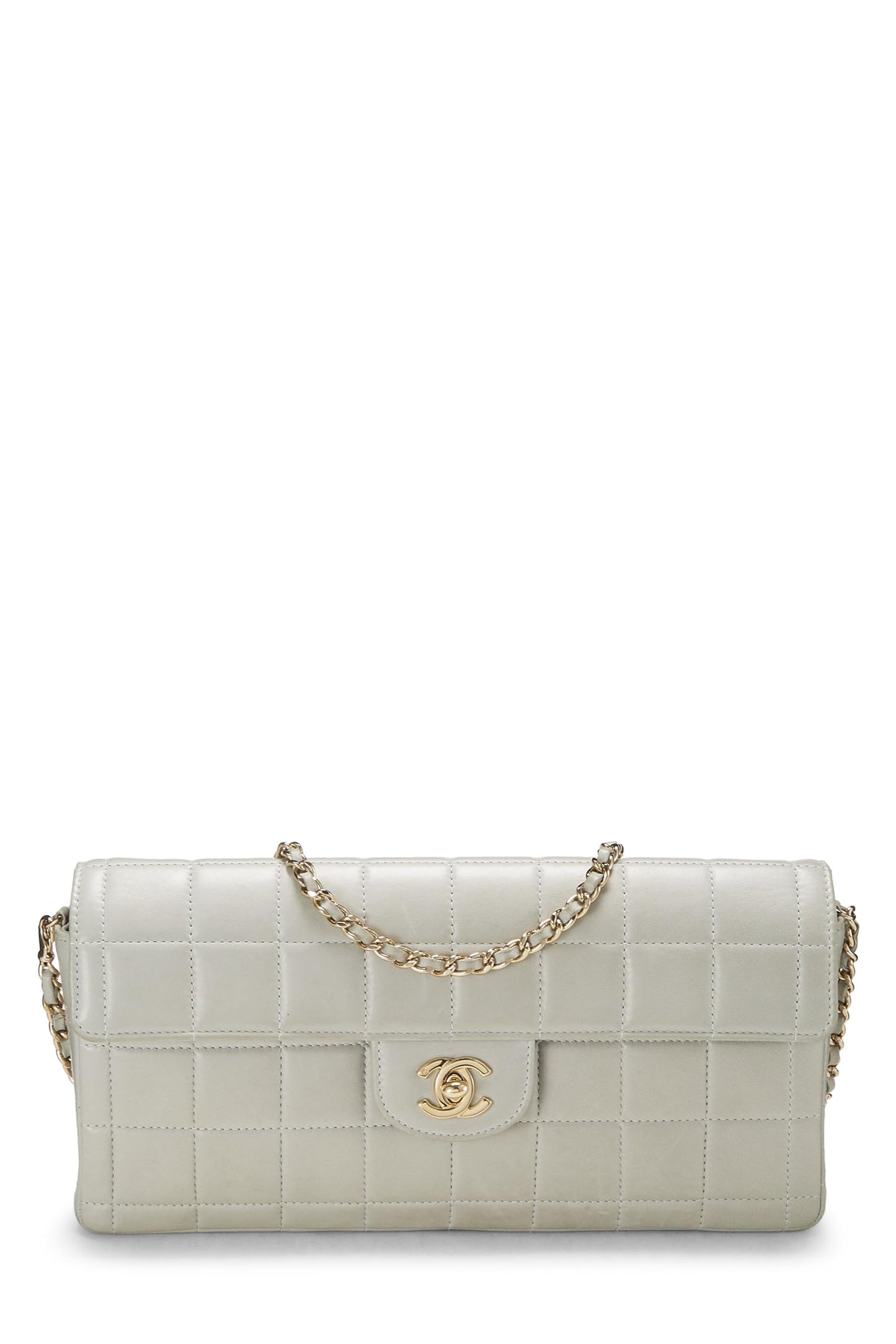 Chanel,  Blue Lambskin Leather Chocolate Bar Half Flap Medium, Blue