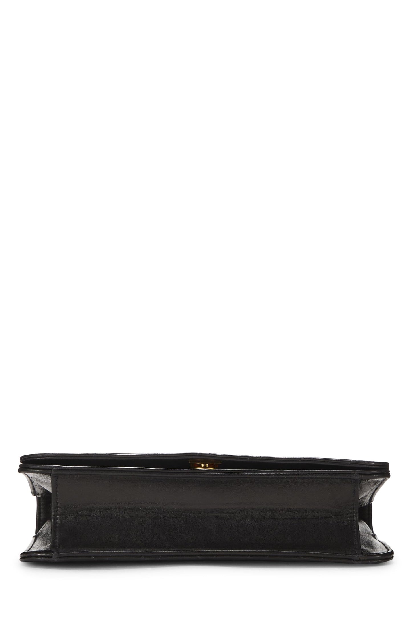 Chanel,  Black Quilted Lambskin Snap Full Flap Small, Black
