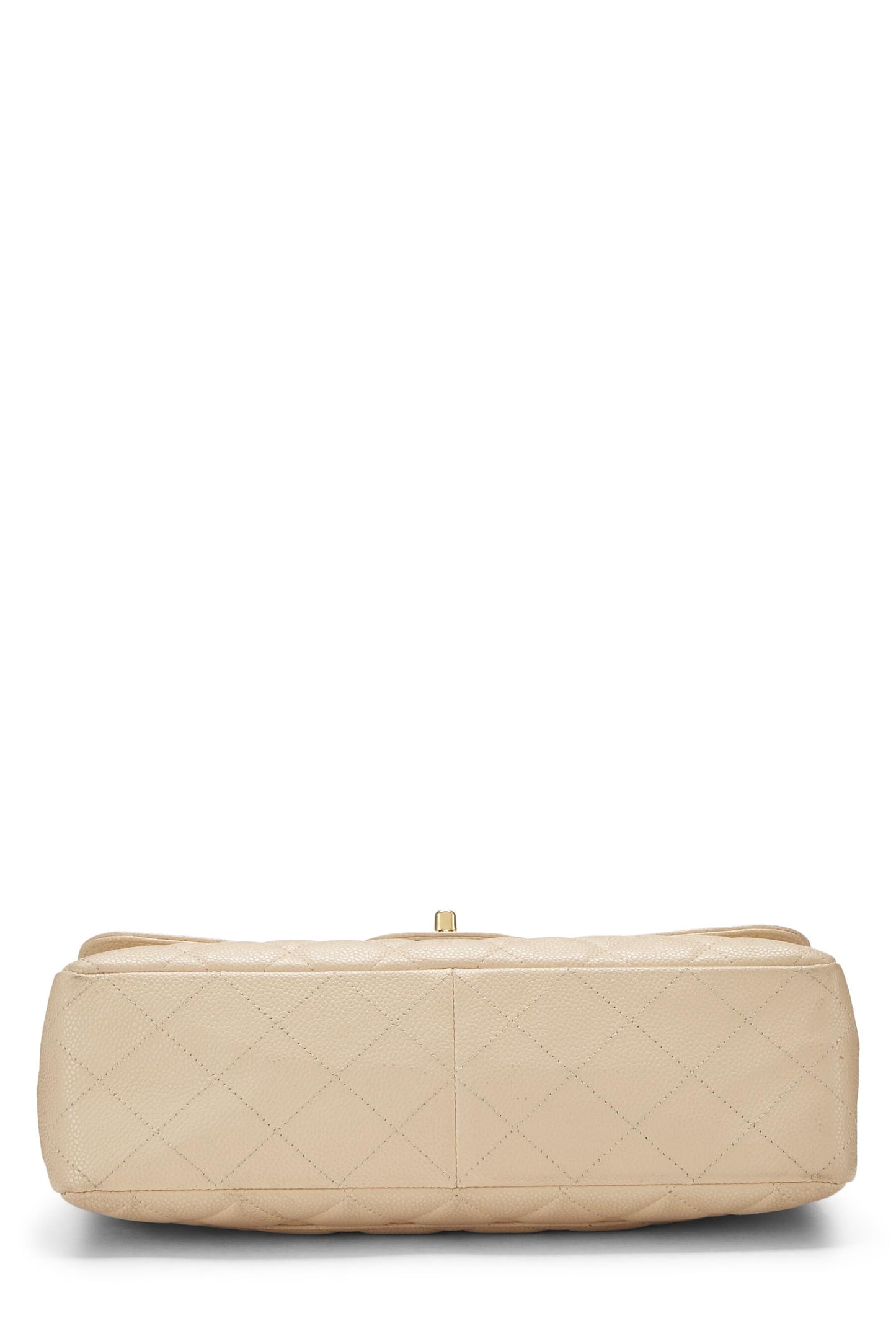 Chanel,  Beige Quilted Caviar New Classic Flap Jumbo, Beige