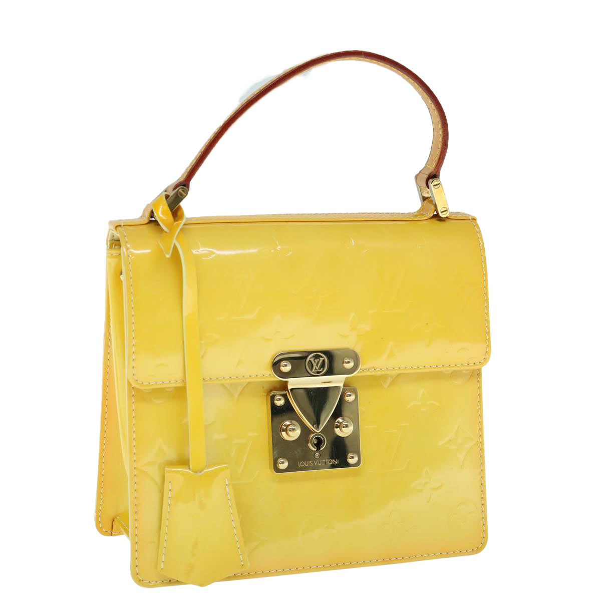 LOUIS VUITTON Monogram Vernis Spring Street Bag Lime Yellow M91068 LV 62187