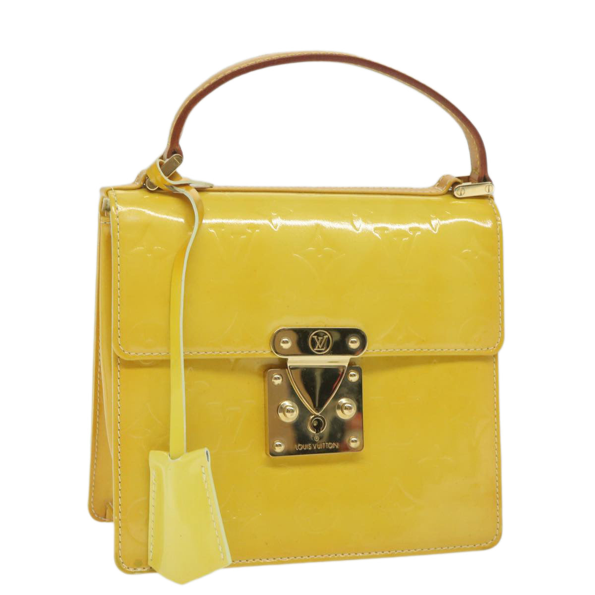 LOUIS VUITTON Monogram Vernis Spring Street Bag Lime Yellow M91068 LV 62268