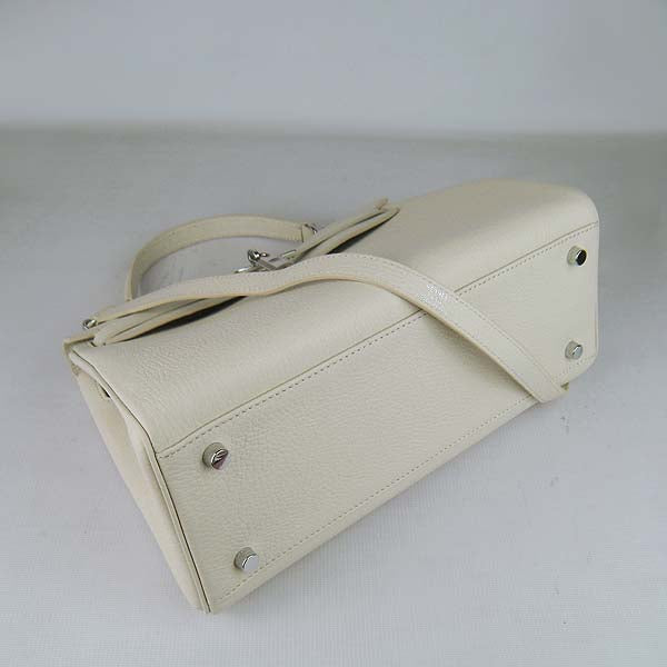 Luxury Hermes Kelly 32cm Togo Leather Handbag 6108 Beige Silver