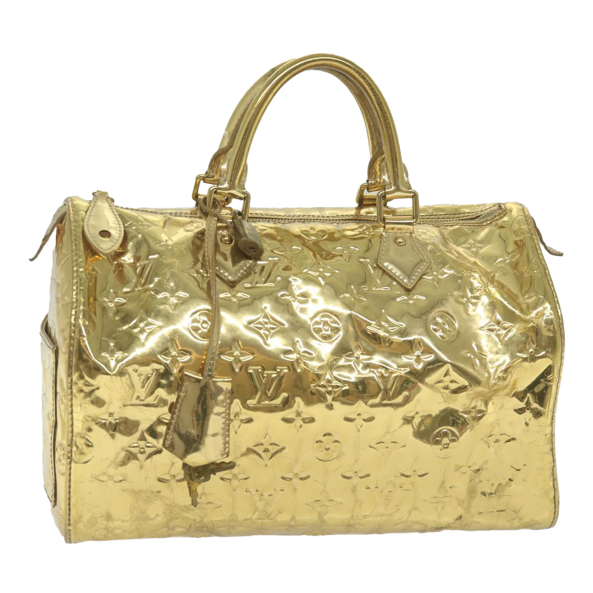 LOUIS VUITTON Monogram Miroir Speedy 30 Hand Bag Gold Dore M95272 LV 62351A