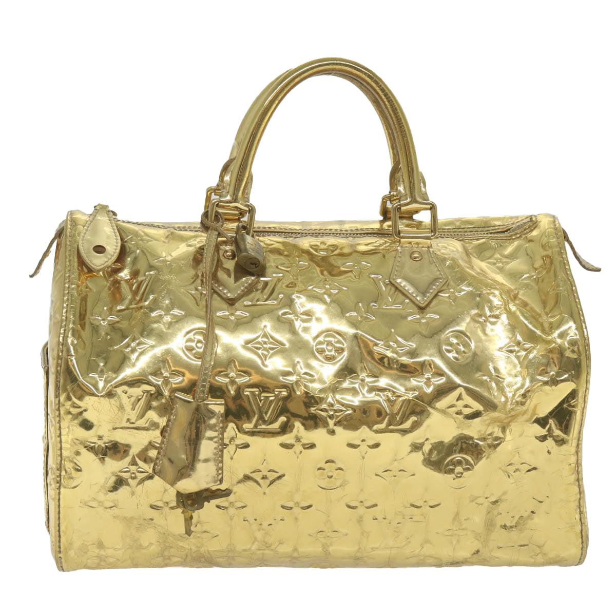 LOUIS VUITTON Monogram Miroir Speedy 30 Hand Bag Gold Dore M95272 LV 62351A