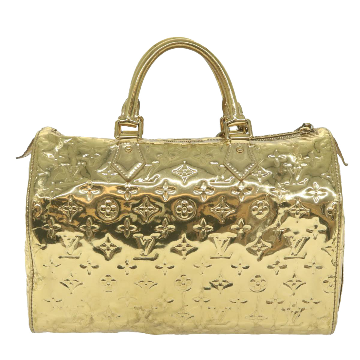 LOUIS VUITTON Monogram Miroir Speedy 30 Hand Bag Gold Dore M95272 LV 62351A