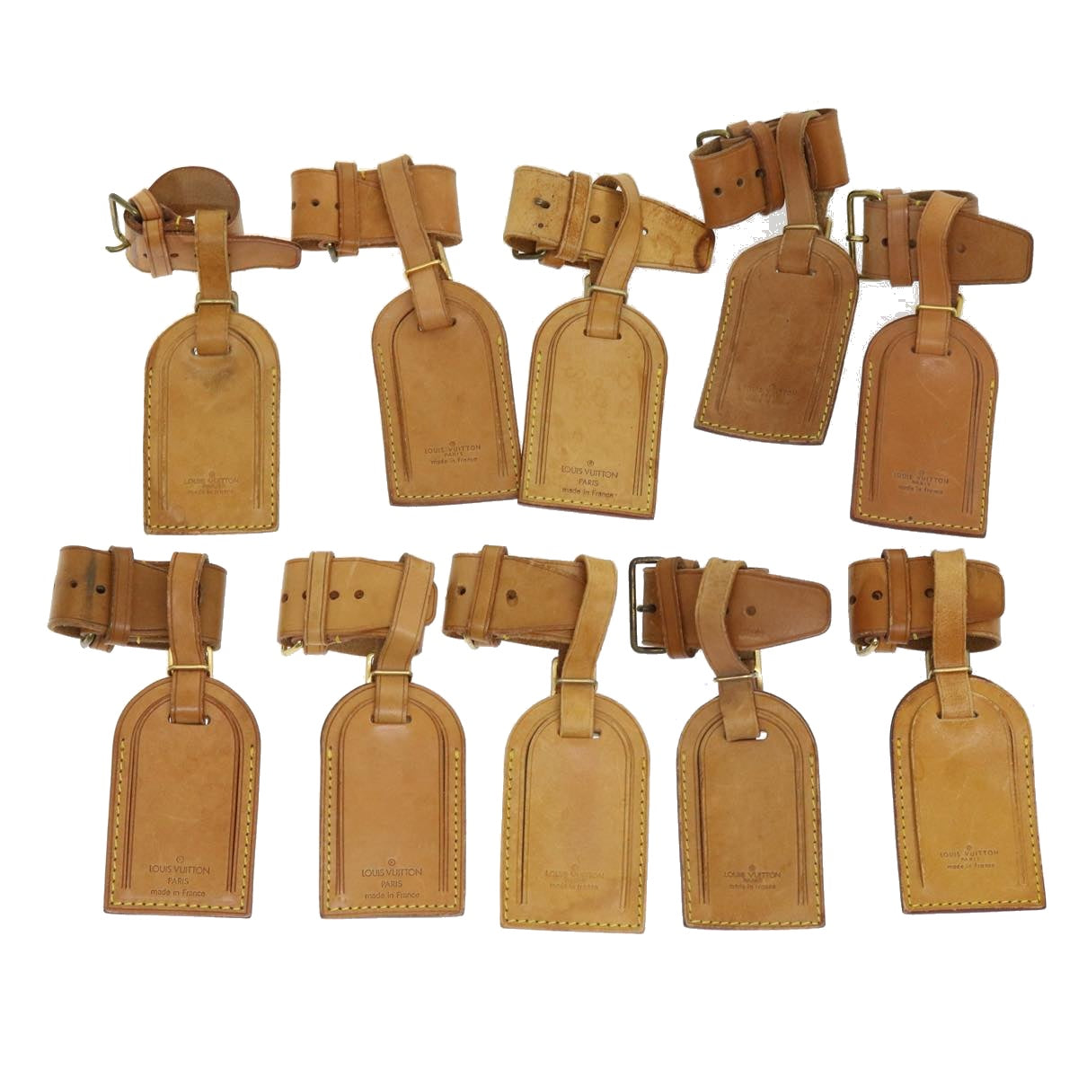 LOUIS VUITTON Powanie Name Tag Leather 10set Beige LV 62375