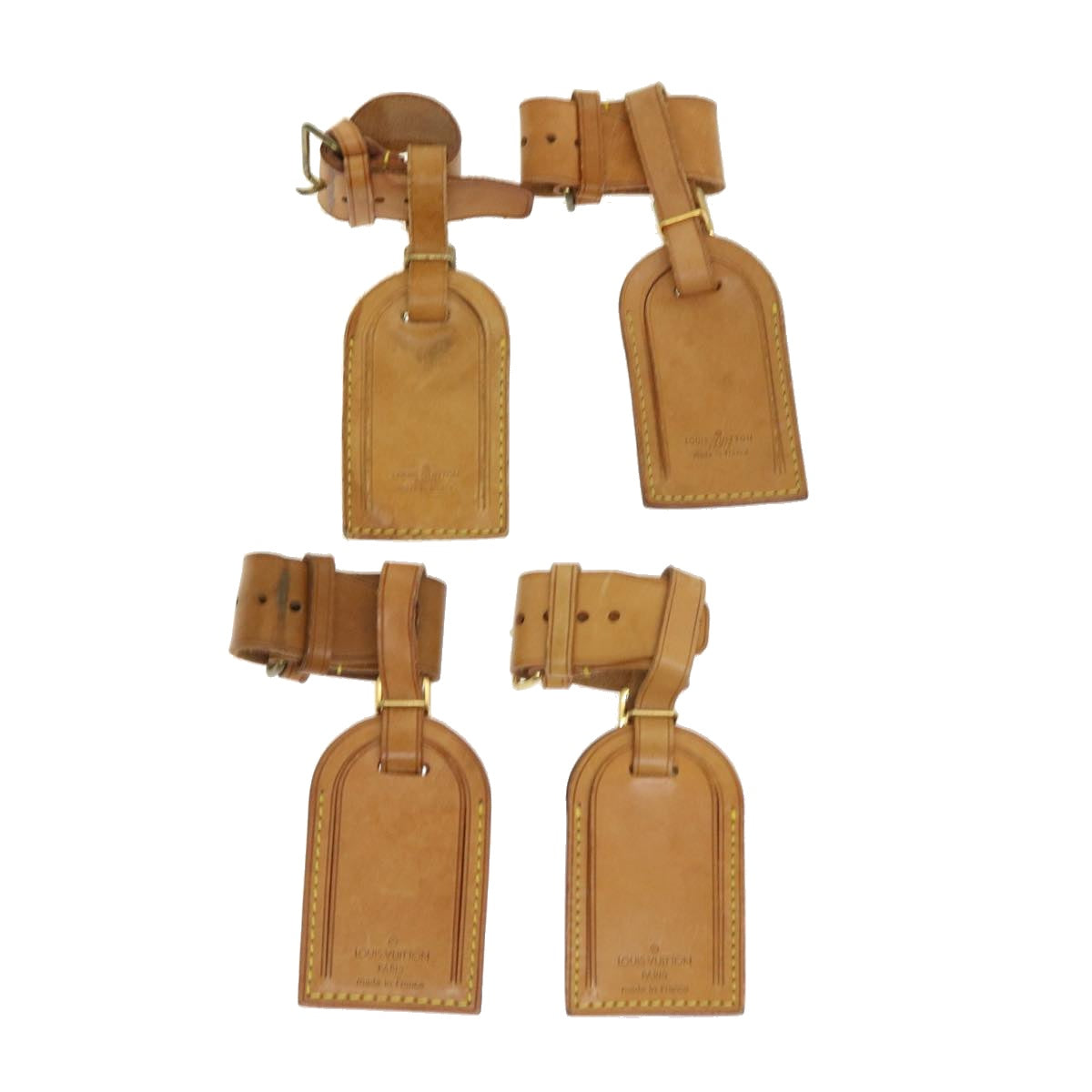 LOUIS VUITTON Powanie Name Tag Leather 10set Beige LV 62375