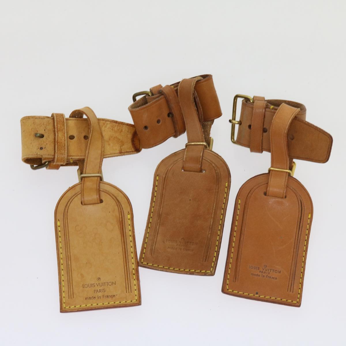 LOUIS VUITTON Powanie Name Tag Leather 10set Beige LV 62375