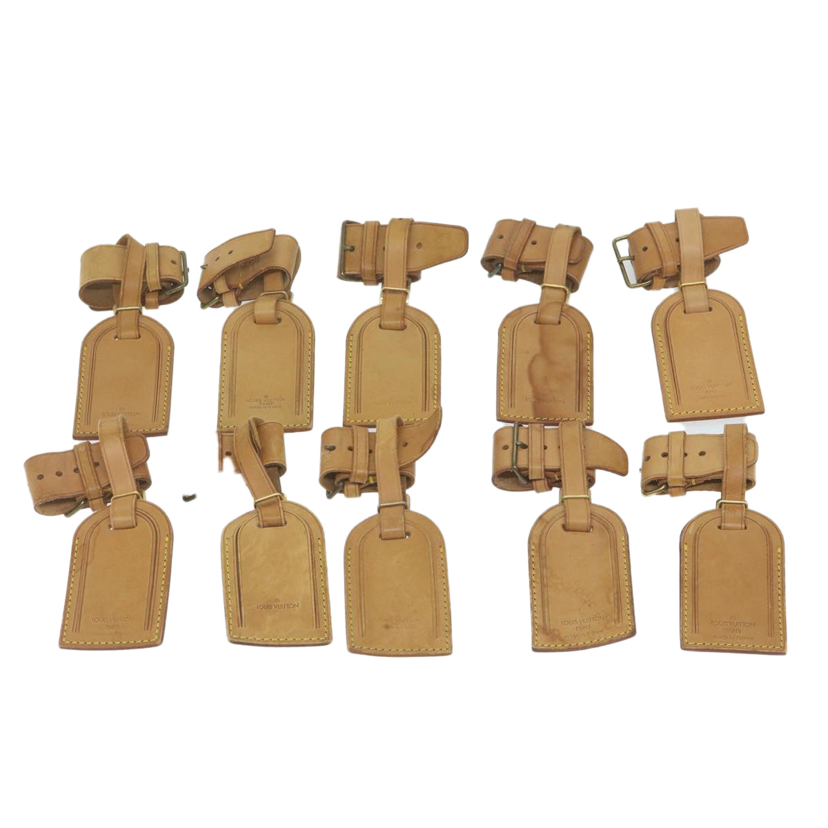 LOUIS VUITTON Powanie Name Tag Leather 10set Beige LV 62376