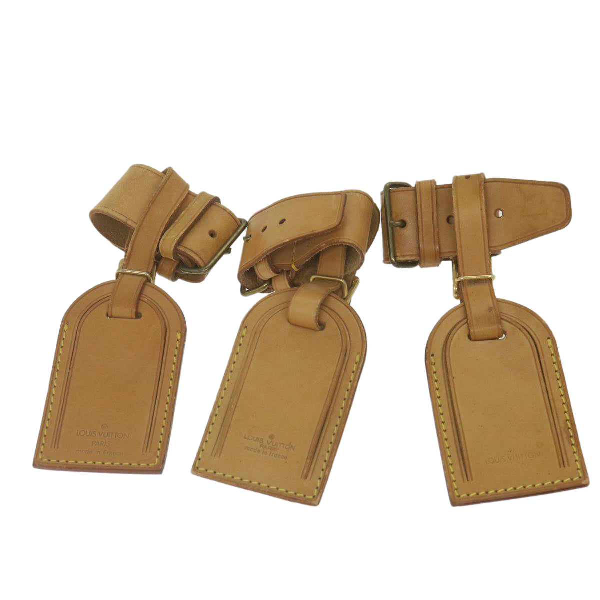 LOUIS VUITTON Powanie Name Tag Leather 10set Beige LV 62376