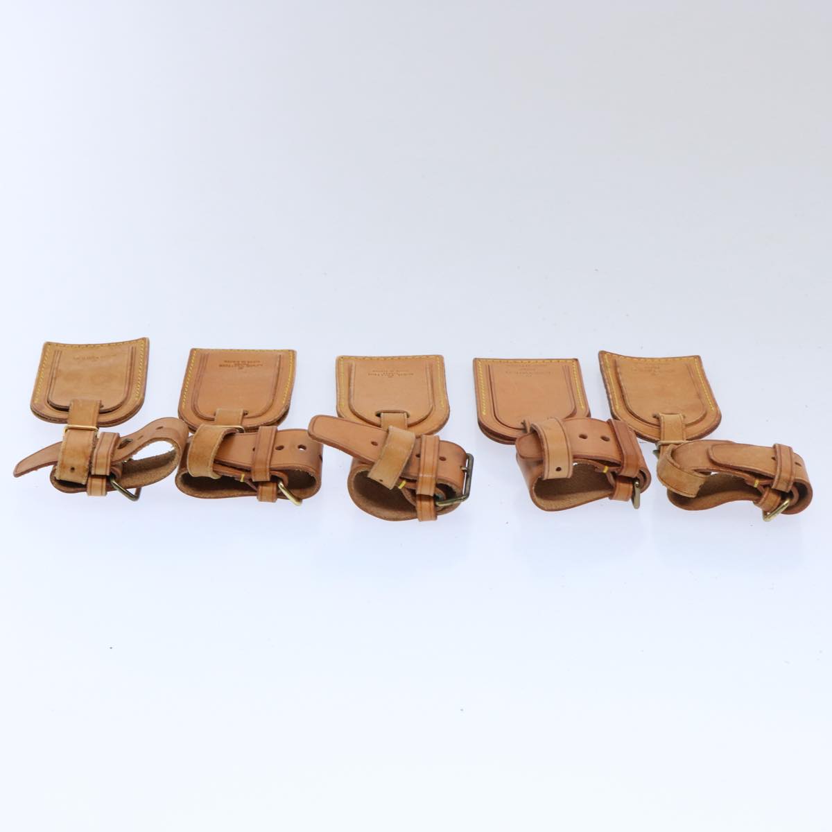 LOUIS VUITTON Powanie Name Tag Leather 10set Beige LV 62377
