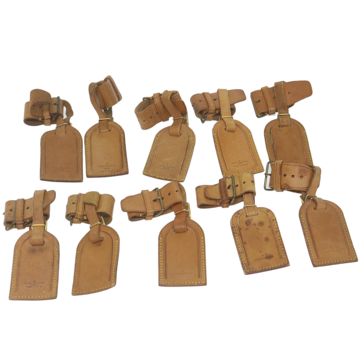 LOUIS VUITTON Powanie Name Tag Leather 10set Beige LV 62378