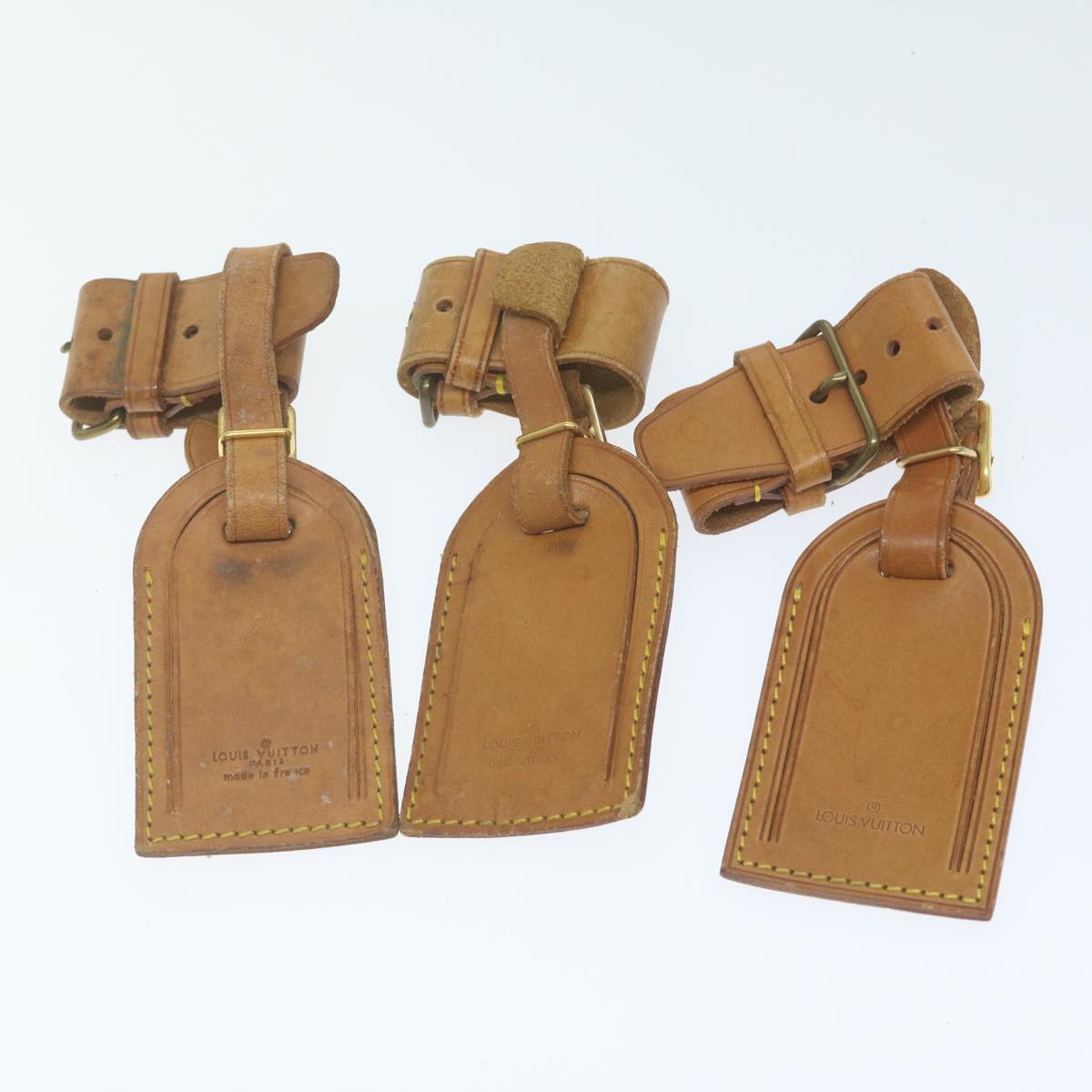 LOUIS VUITTON Powanie Name Tag Leather 10set Beige LV 62378