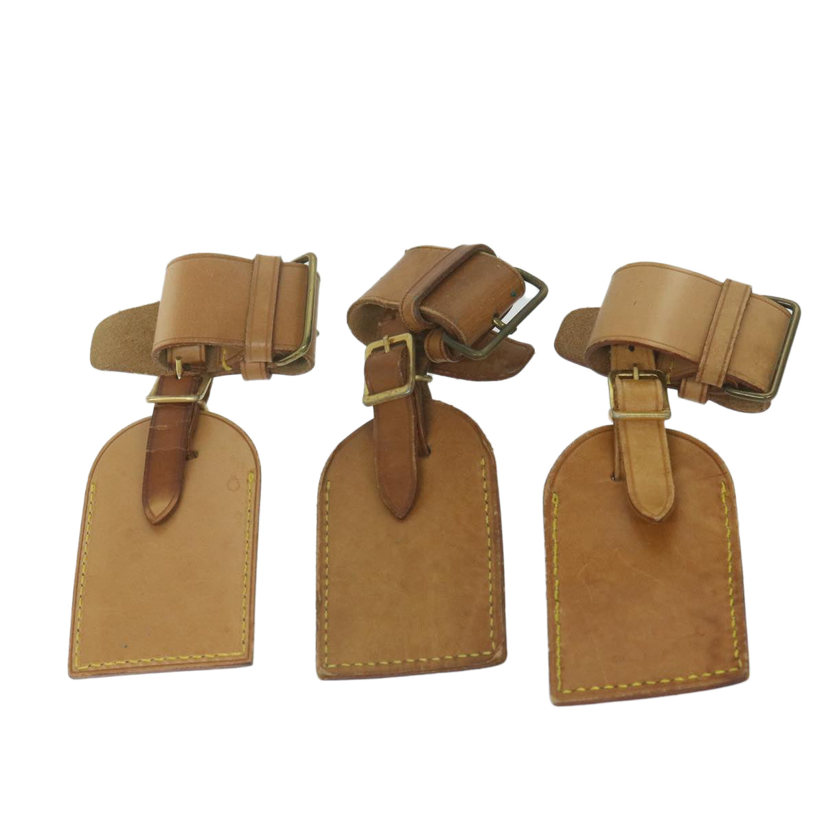LOUIS VUITTON Powanie Name Tag Leather 10set Beige LV 62379