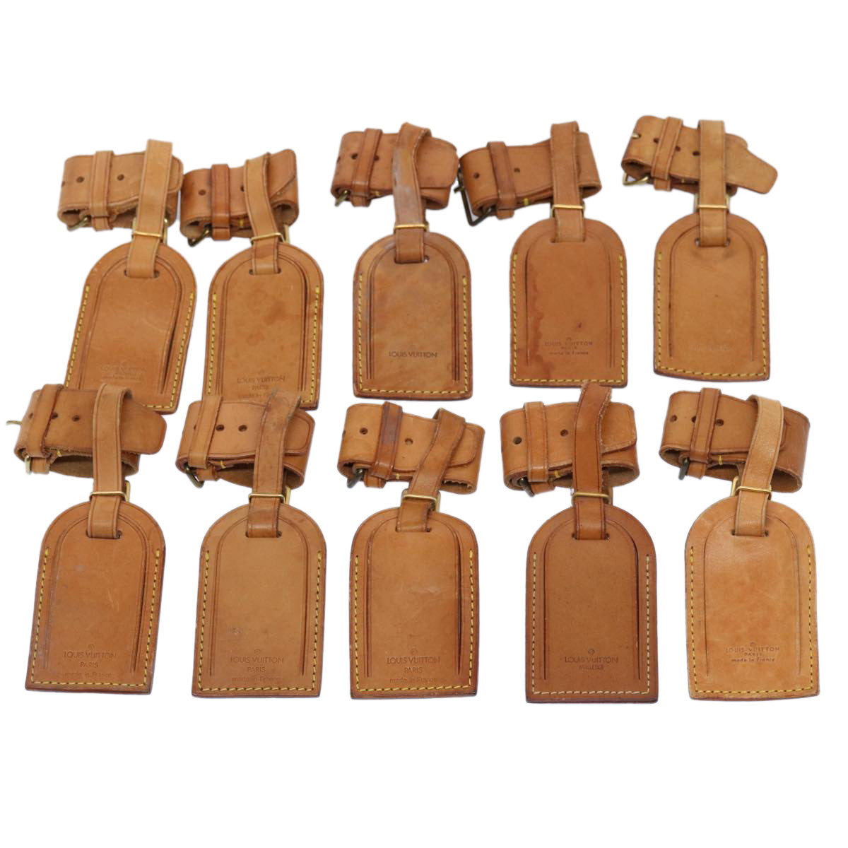 LOUIS VUITTON Powanie Name Tag Leather 10set Beige LV 62380