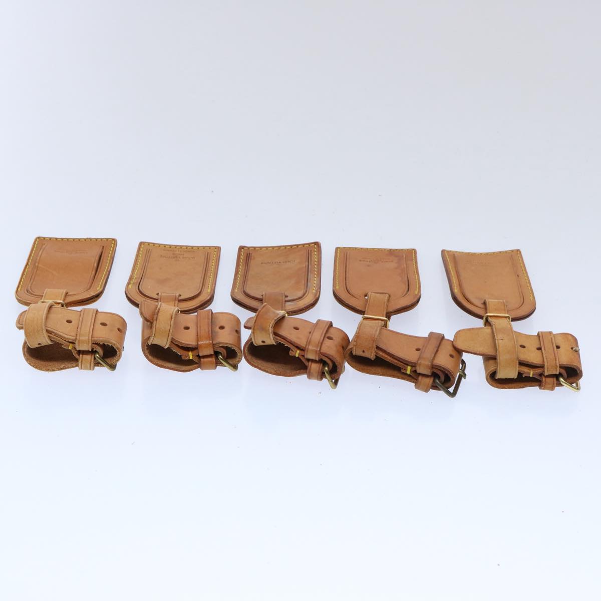 LOUIS VUITTON Powanie Name Tag Leather 10set Beige LV 62380