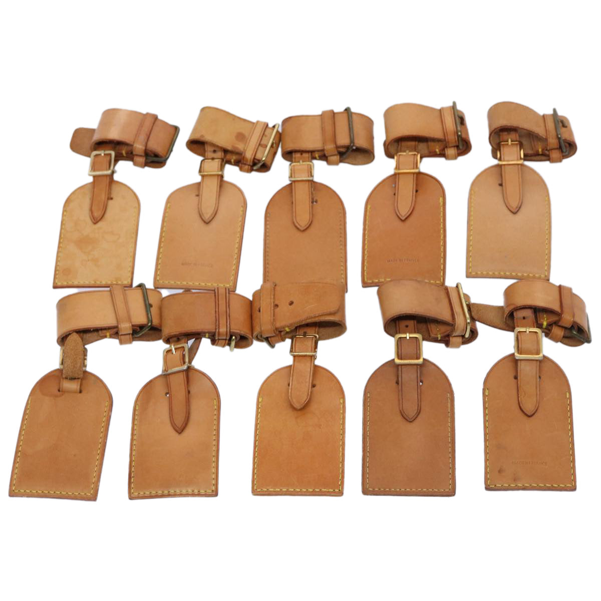 LOUIS VUITTON Powanie Name Tag Leather 10set Beige LV 62382