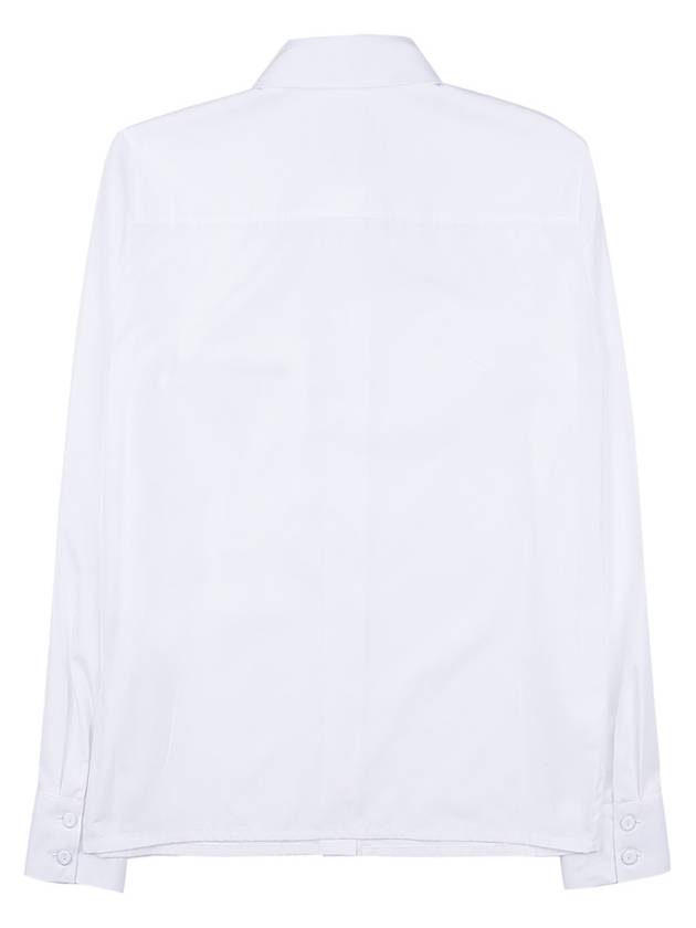 Luxury Fendi Chest Logo Zipper Cotton Long Sleeve Shirt White