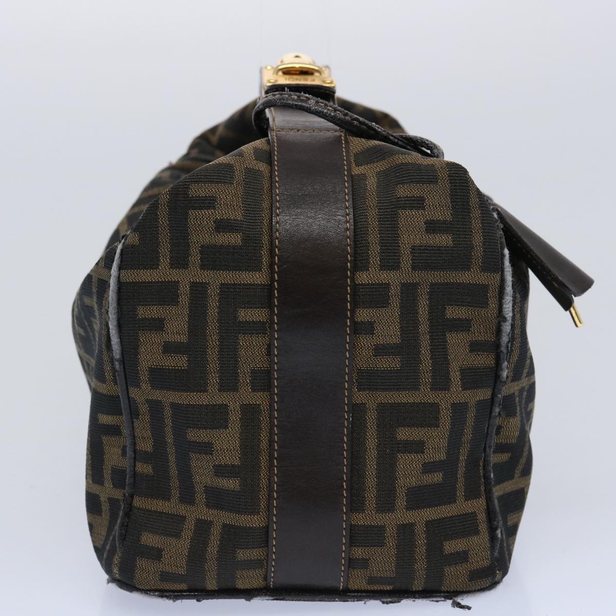 Luxury FendiZucca Canvas Vanity pouch Hand Bag Nylon Brown Black62446