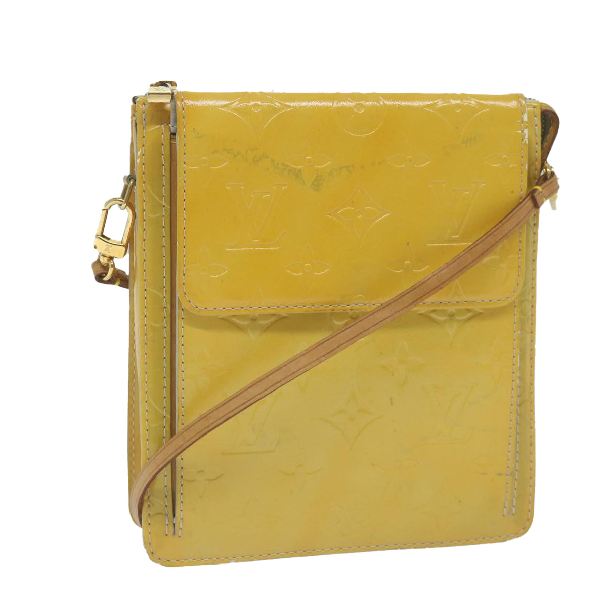 LOUIS VUITTON Monogram Vernis Motto Accessory Pouch Gris M91030 LV 62476