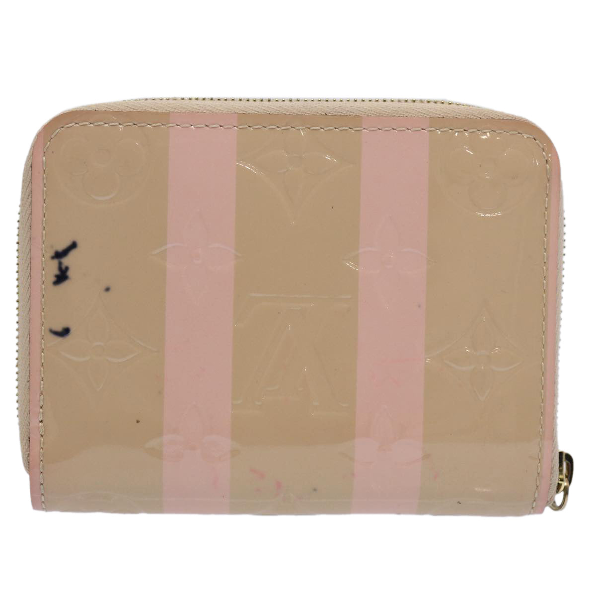 LOUIS VUITTON Vernis Rayure Zippy Coin Purse Pink Beige M58066 LV 62555