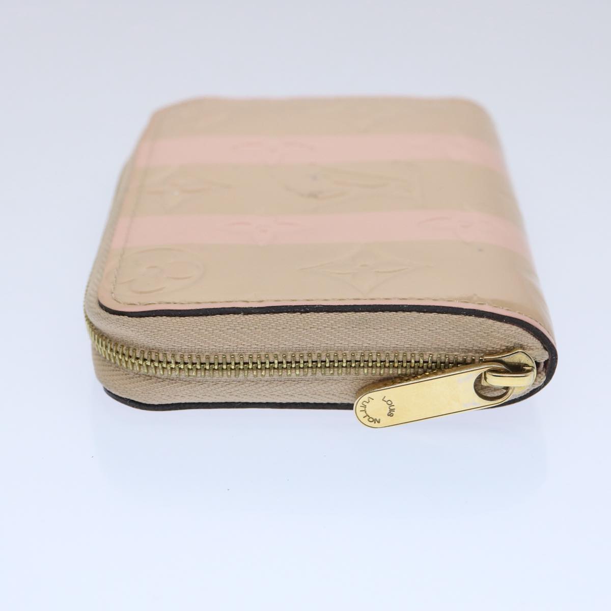 LOUIS VUITTON Vernis Rayure Zippy Coin Purse Pink Beige M58066 LV 62555