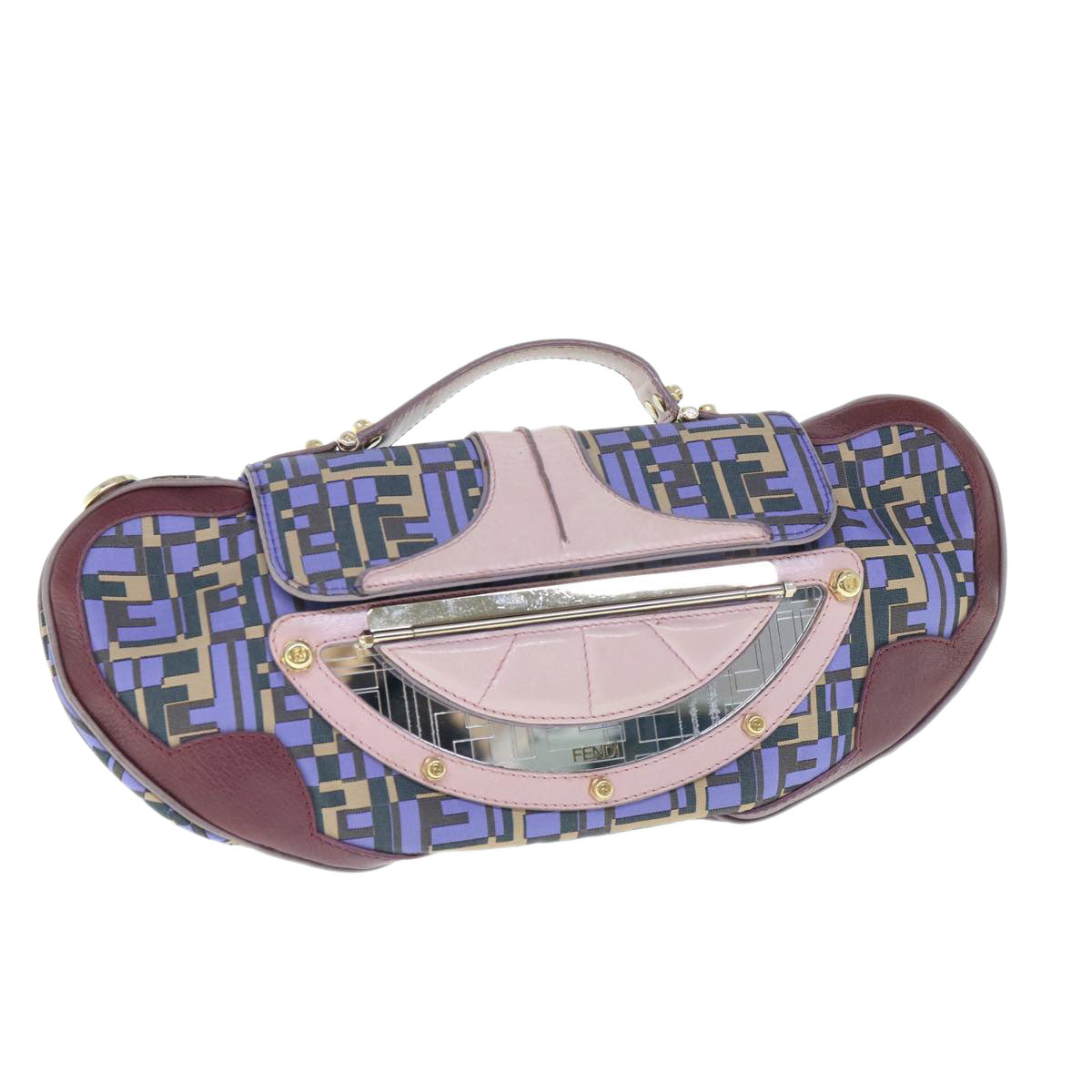 Luxury FendiZucca Canvas Hand Bag 2way Purple Pink62577