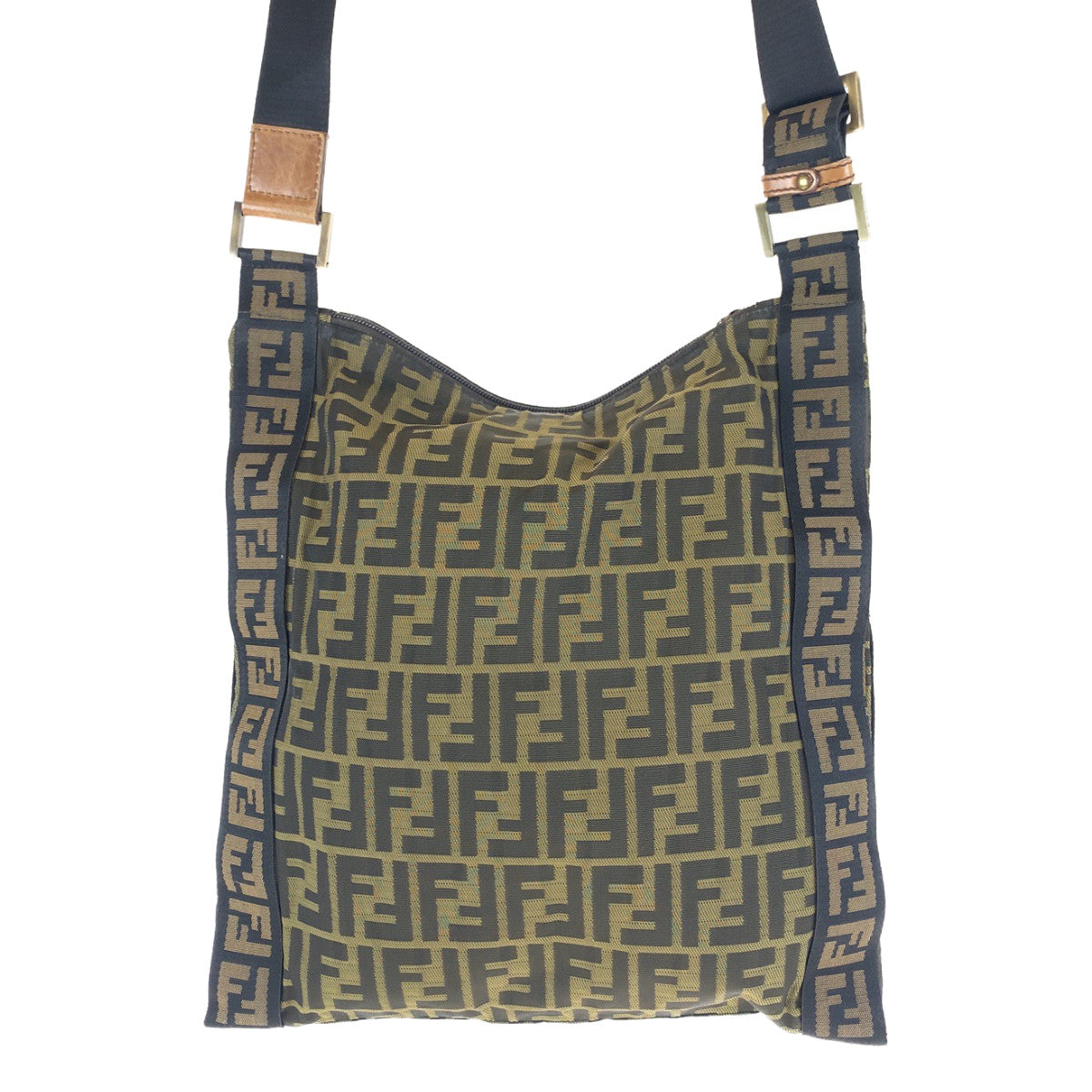 Luxury FendiZucca Canvas Flat Messenger Bag - '10s