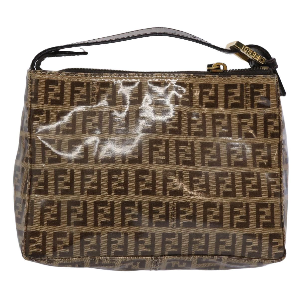 Luxury FendiZucchino Canvas Pouch Beige Brown62655