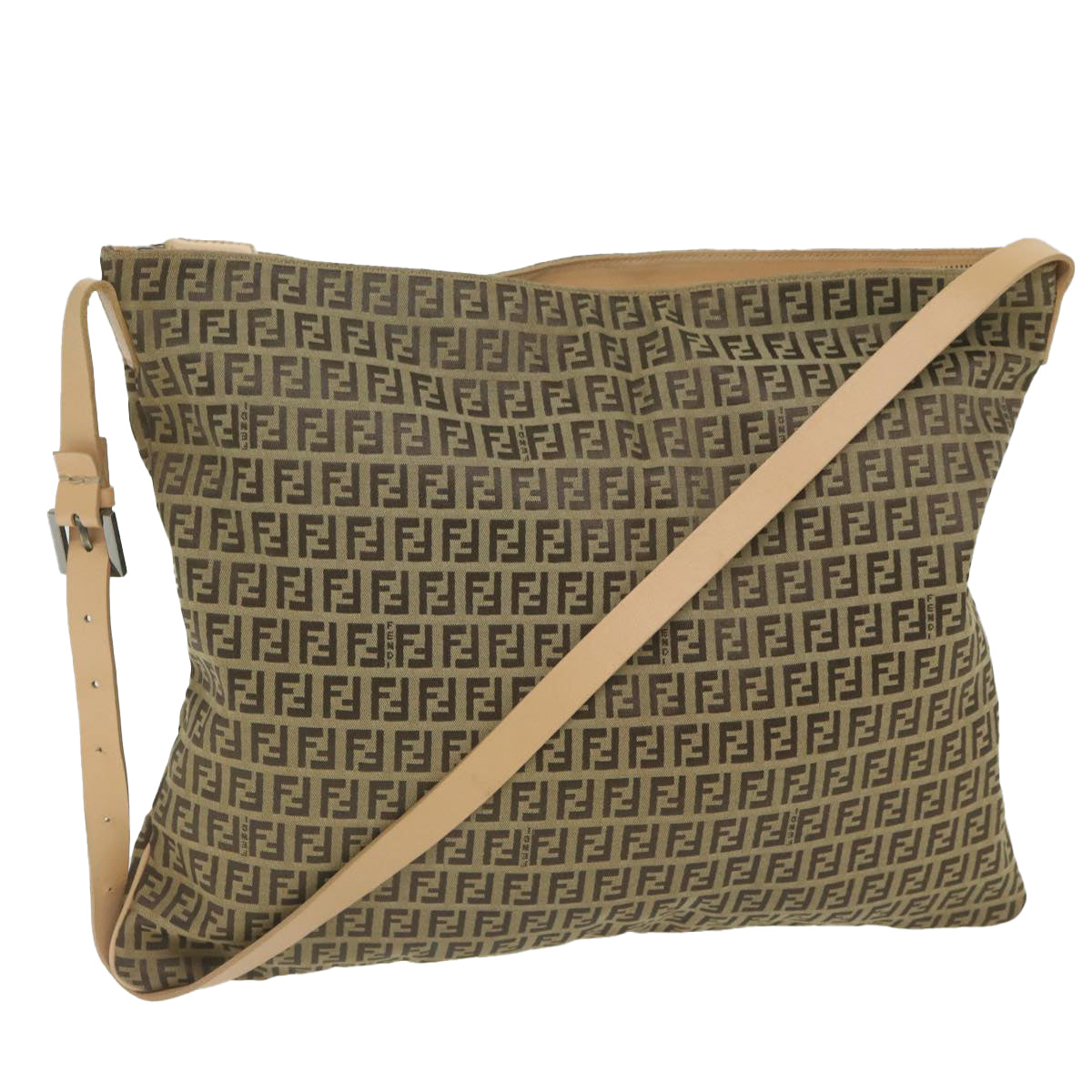 Luxury FendiZucchino Canvas Shoulder Bag Beige62857