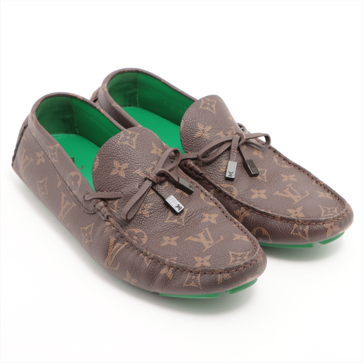 Louis Vuitton 22 Years Leather Driving Shoes 8 1/2 Men Brown ND0262 Monogram