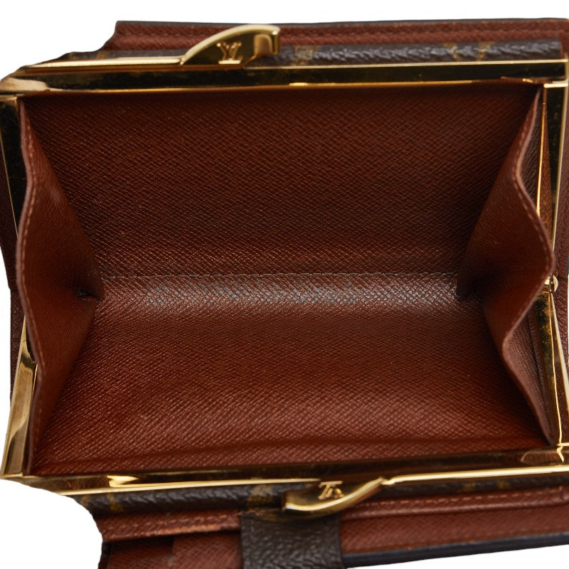 Louis Vuitton Monogram Vienna Double Fed Wallet Compact Wallet M61663 Brown PVC Leather  Louis Vuitton