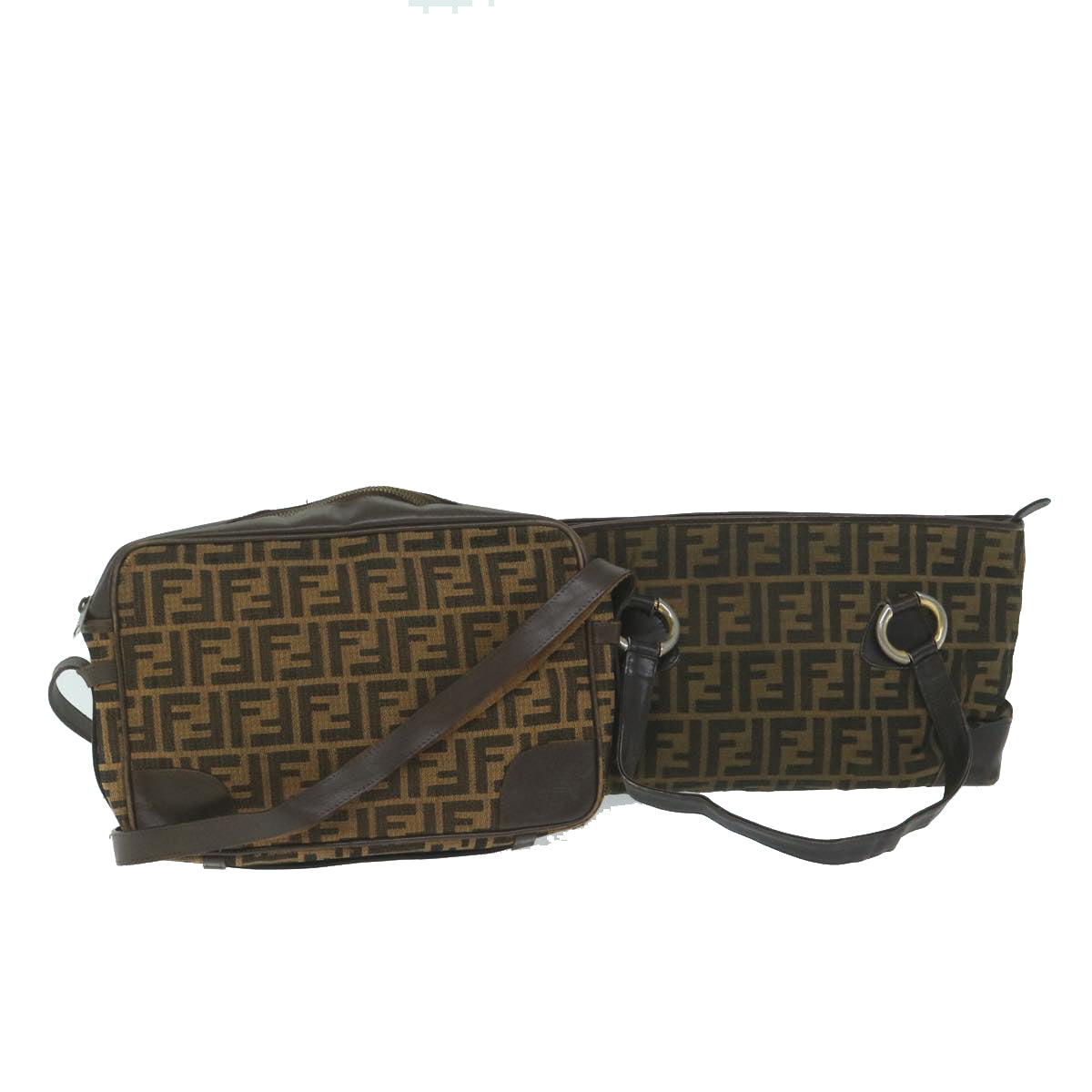 Luxury FendiZucca Canvas Shoulder Bag 2Set Brown62974