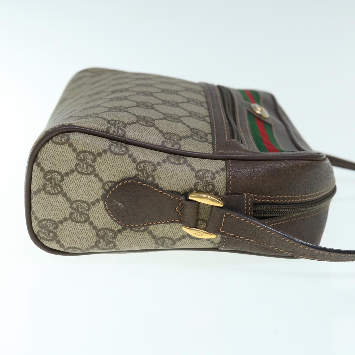 GUCCI Web Sherry Line GG Supreme Shoulder Bag Beige Red 56 02 088  62999