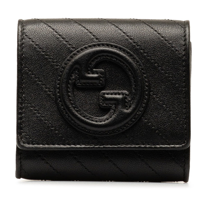 Luxury Gucci Trending 2025 Blonde Interlocking G Double Fold Wallet 760316 AACP7 Black Leather  Luxury Gucci Trending 2025