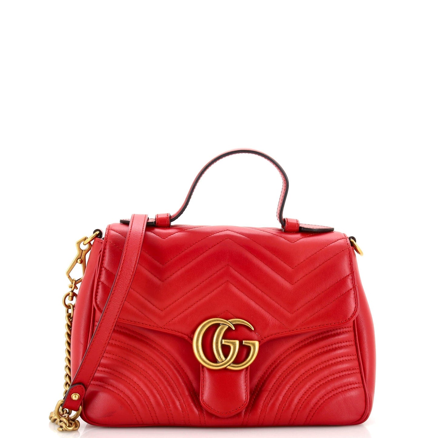 Luxury Gucci Trending 2025 GG Marmont Top Handle Flap Bag Matelasse Leather Small