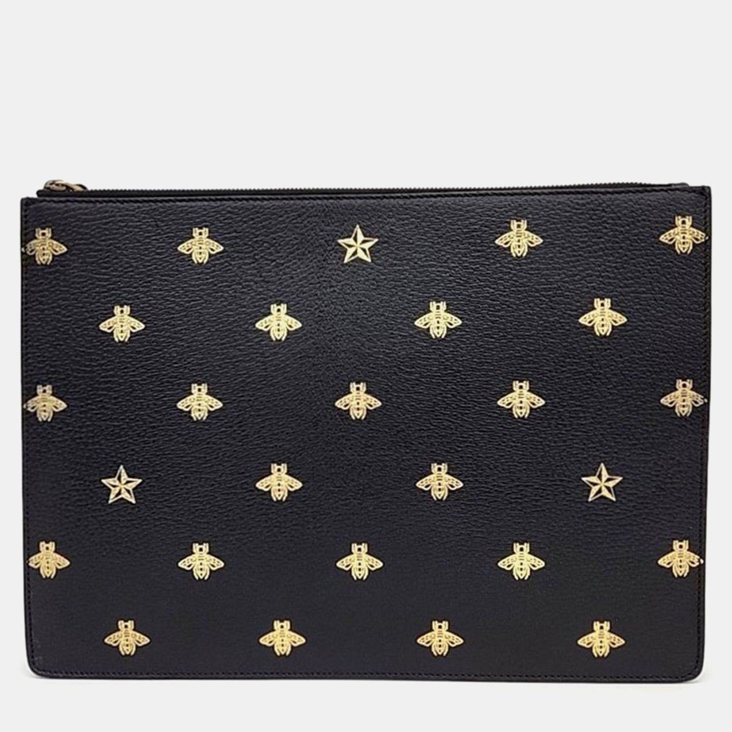 Luxury Gucci Trending 2025 Black Leather Bee Star Clutch