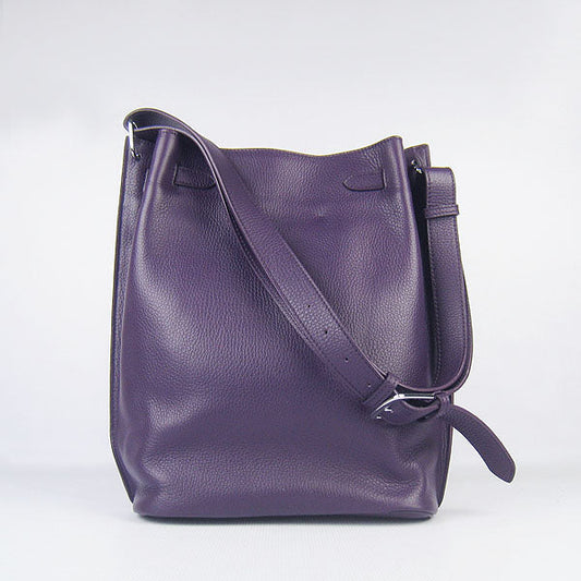 Luxury Hermes Nappa Leather Shoulder Bag H2804 purple Silver
