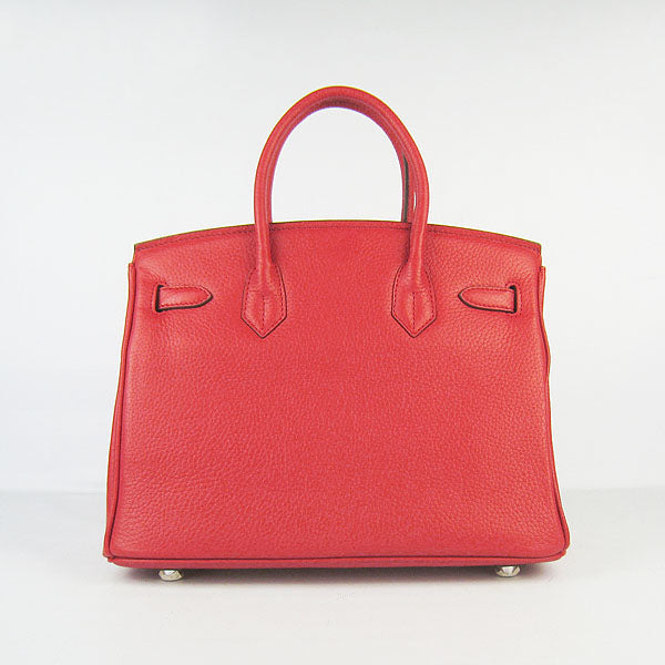 Luxury Hermes Birkin 30cm Togo Leather Handbags Red Silver