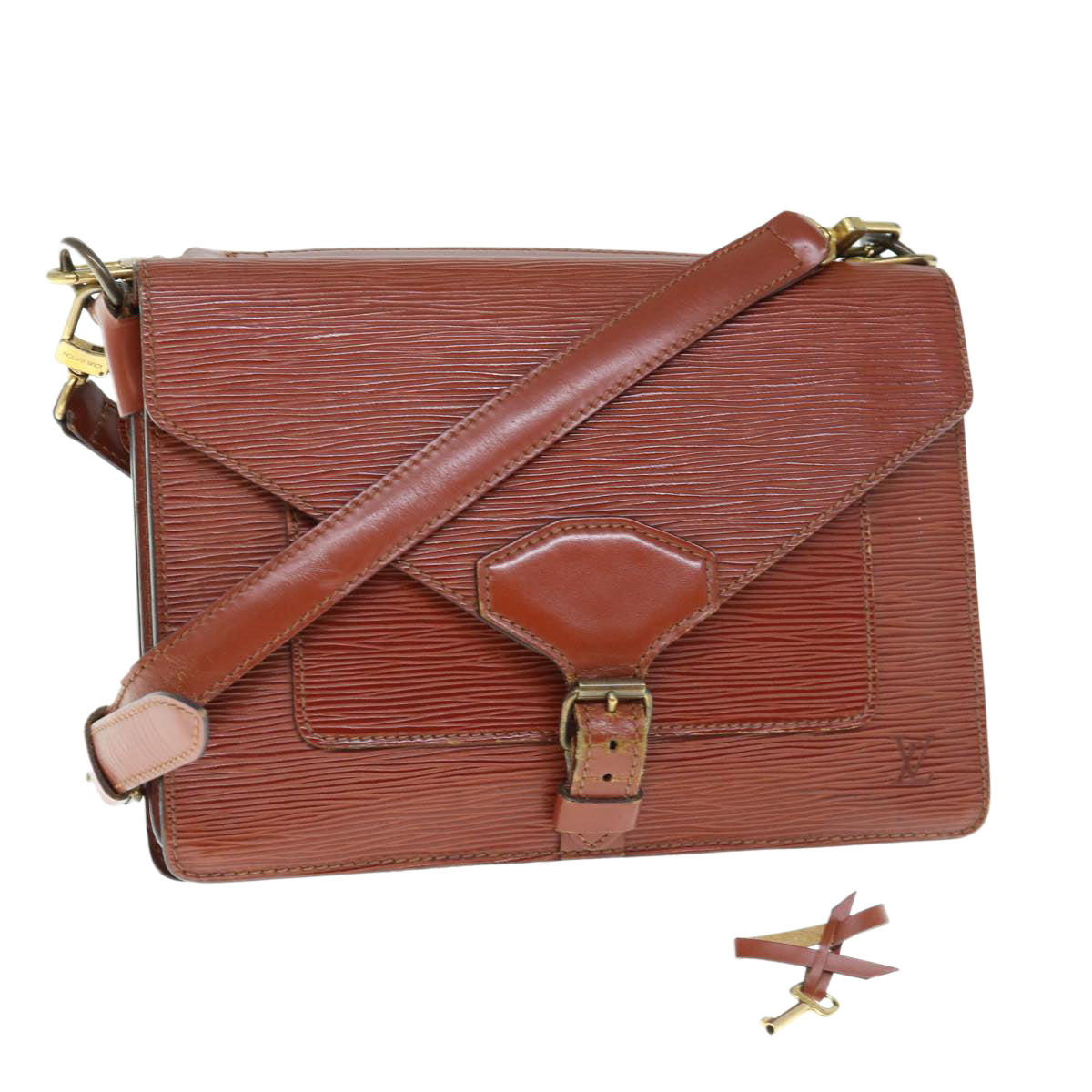 LOUIS VUITTON Epi Biface Hand Bag 2way Brown M52323 LV 63093