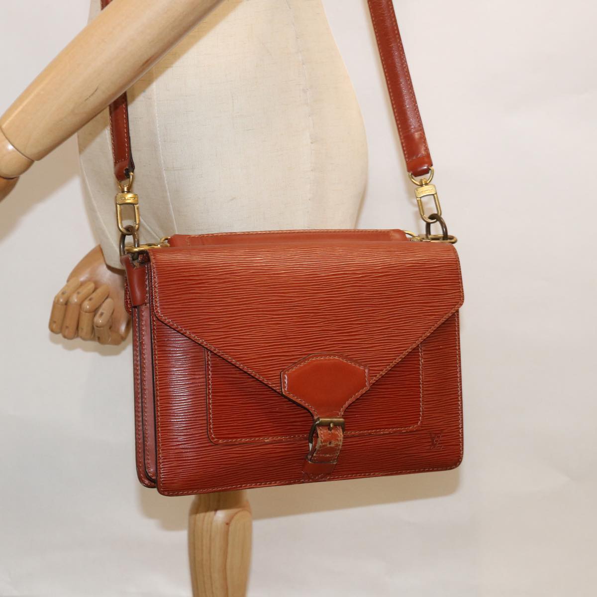 LOUIS VUITTON Epi Biface Hand Bag 2way Brown M52323 LV 63093