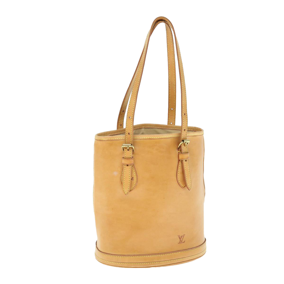LOUIS VUITTON Nomad Leather Bucket PM Shoulder Bag Beige M85001 LV 63095