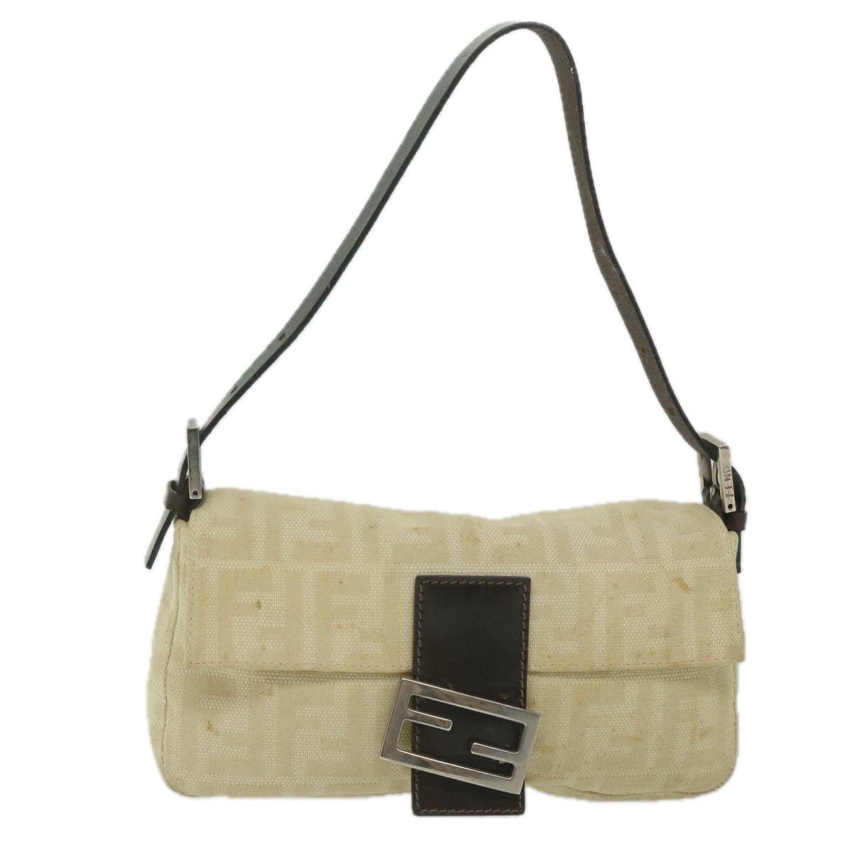 Luxury FendiZucca Canvas Mamma Baguette Shoulder Bag Beige 2321 26424 00863159