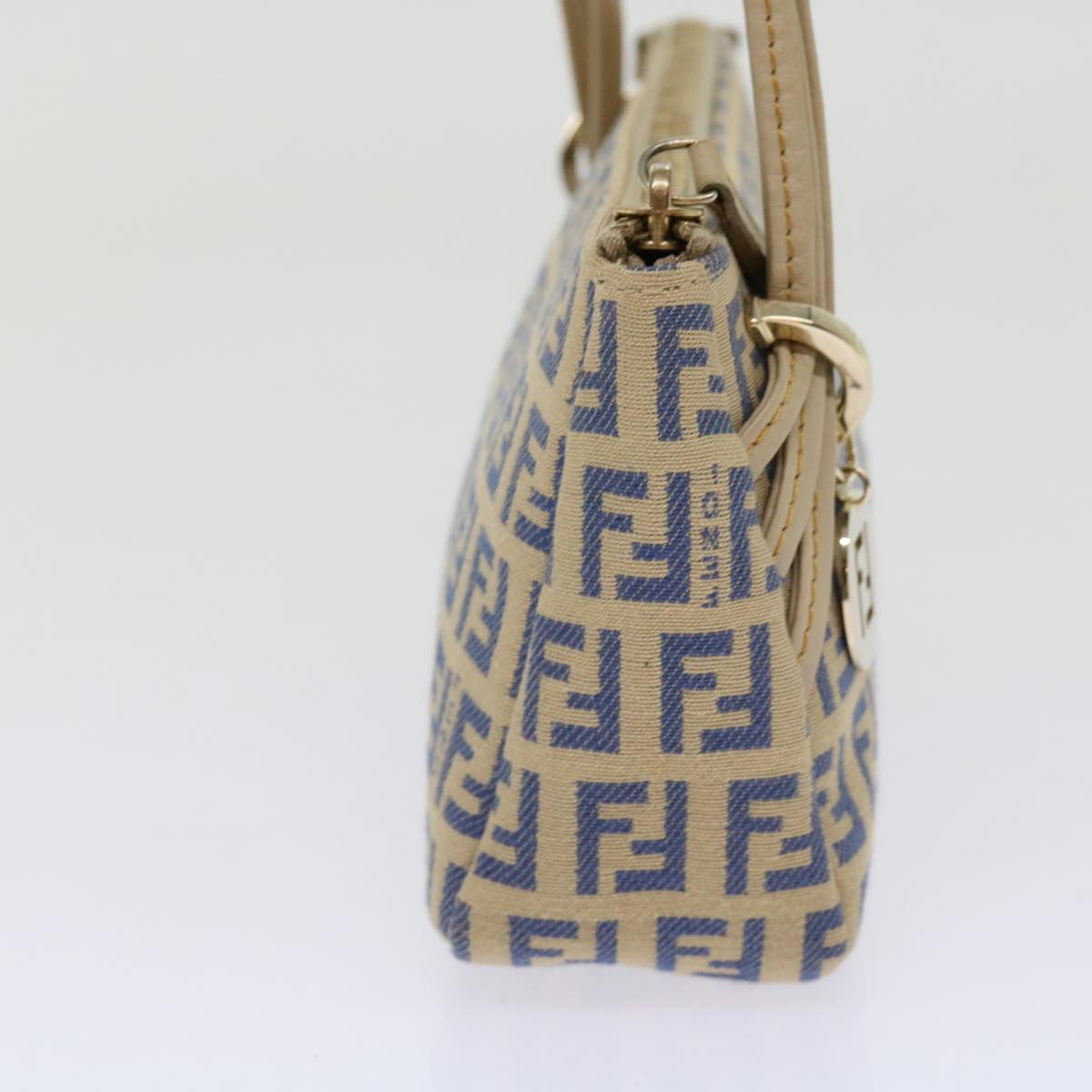 Luxury FendiZucchino Canvas Accessory Pouch Beige Blue63286