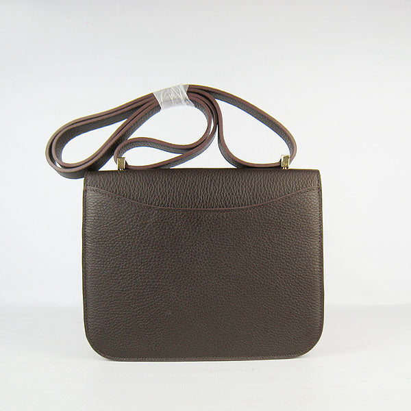 Luxury Hermes Constance Cowskin Leather Bag H017 dark coffee golden