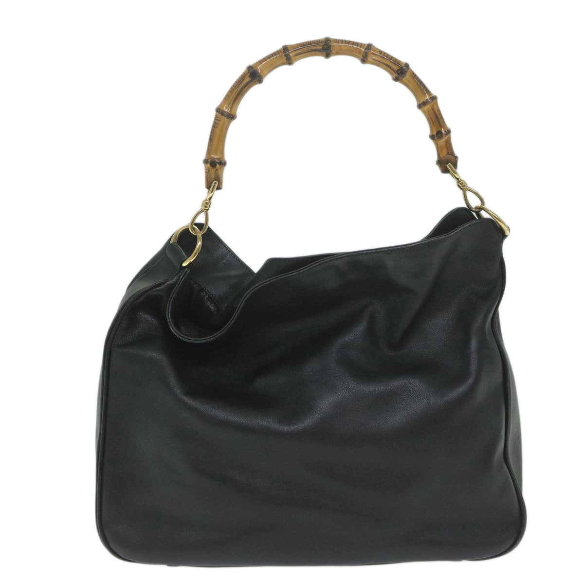 GUCCI Bamboo Shoulder Bag Leather 2way Black 001.1577  63452