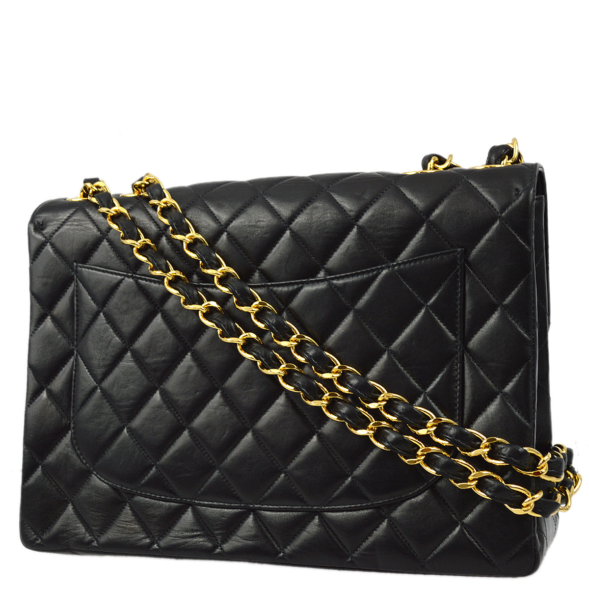 Luxury Chanel 2000-2001 Black Lambskin Jumbo Small CC Classic Flap Bag